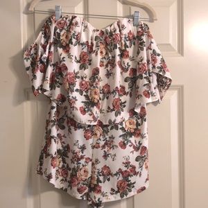 Floral strapless romper